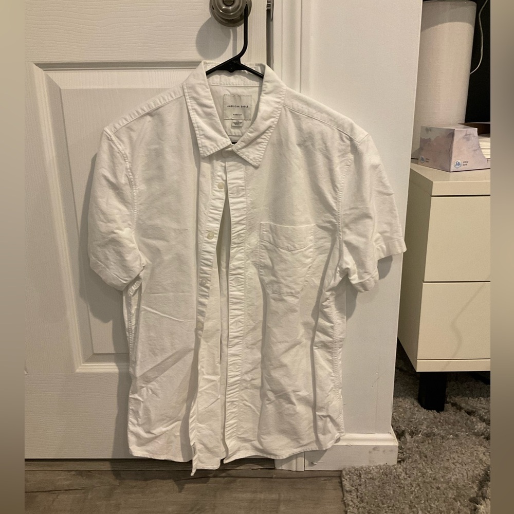 American Eagle Men's White Short Sleeve Shirt
